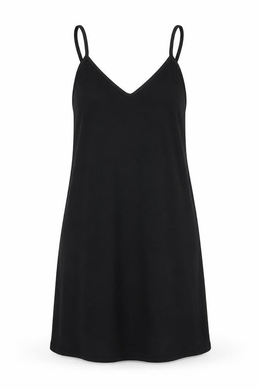 PRETTYLITTLETHING Womens Black Polyester Tank Dress Size 4 V-Neck Pullover