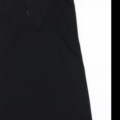 PRETTYLITTLETHING Womens Black Polyester Tank Dress Size 4 V-Neck Pullover