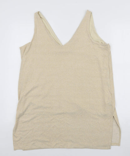 Marks & Spencer Womens Yellow Viscose Basic Tank Size 18 V-Neck
