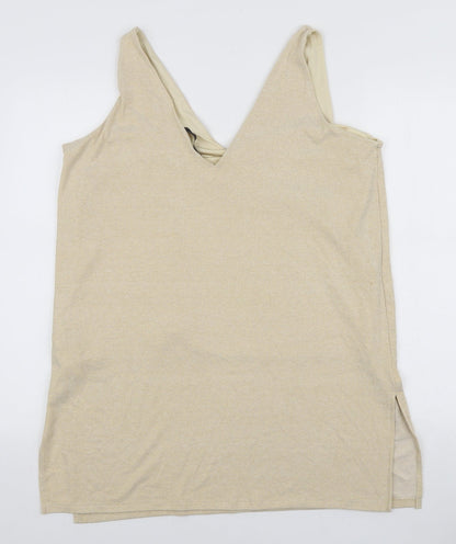 Marks & Spencer Womens Yellow Viscose Basic Tank Size 18 V-Neck