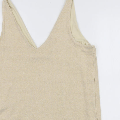 Marks & Spencer Womens Yellow Viscose Basic Tank Size 18 V-Neck