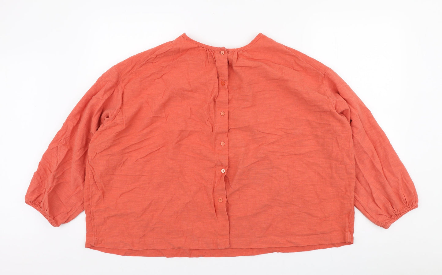 Per Una Womens Orange Cotton Basic Button-Up Size 12 Round Neck