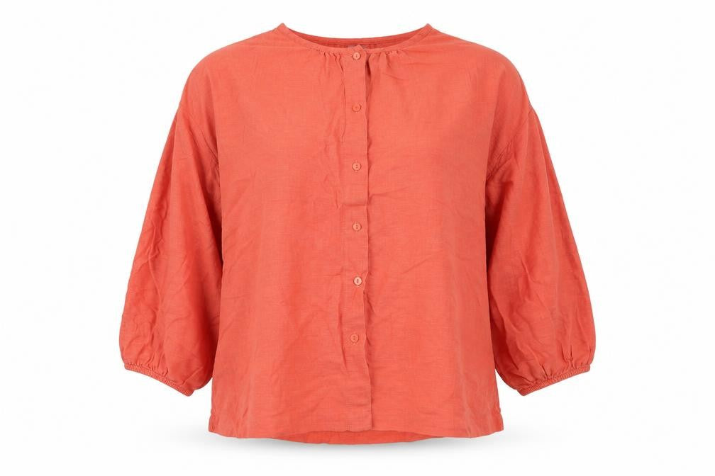 Per Una Womens Orange Cotton Basic Button-Up Size 12 Round Neck