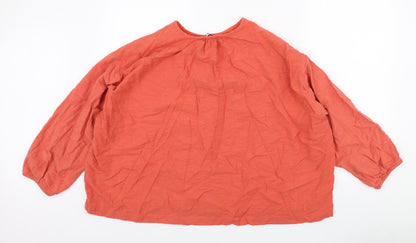 Per Una Womens Orange Cotton Basic Button-Up Size 12 Round Neck