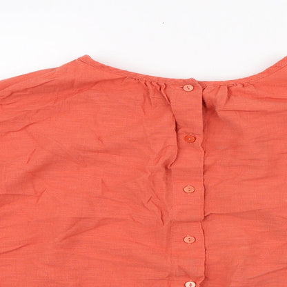 Per Una Womens Orange Cotton Basic Button-Up Size 12 Round Neck