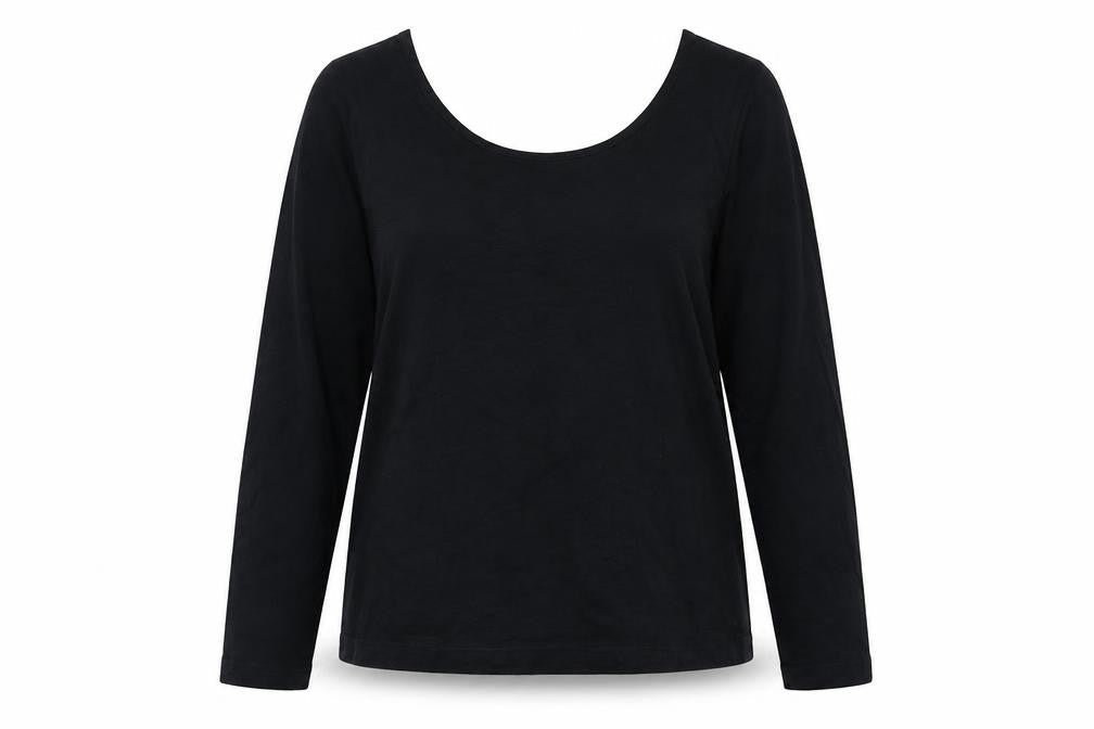 Kaleidoscope Womens Black Cotton Basic Blouse Size 16 Round Neck