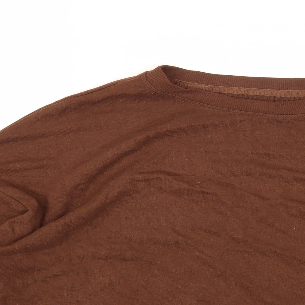Pull&Bear Womens Brown Round Neck Cotton Pullover Jumper Size XS