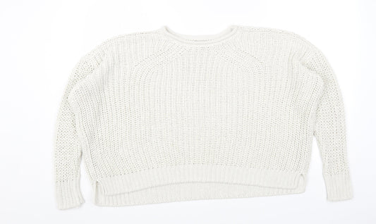 River Island Womens White Round Neck Acrylic Pullover Jumper Size M