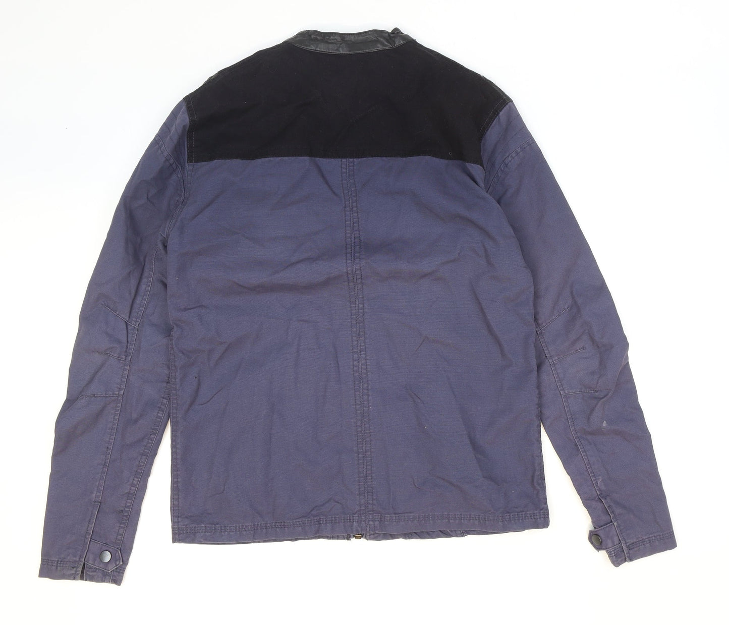 River Island Mens Blue Biker Jacket Size S Zip