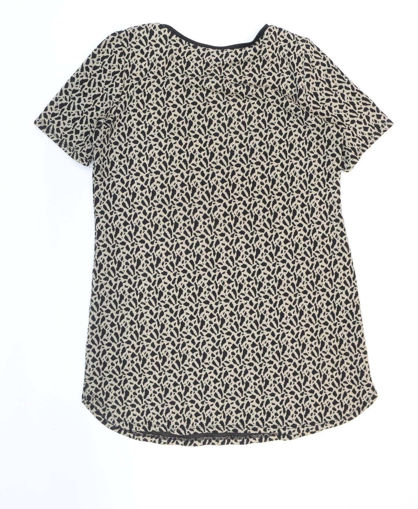 Dorothy Perkins Womens Brown Animal Print Viscose Tunic T-Shirt Size 12 Round Neck - Leopard Print