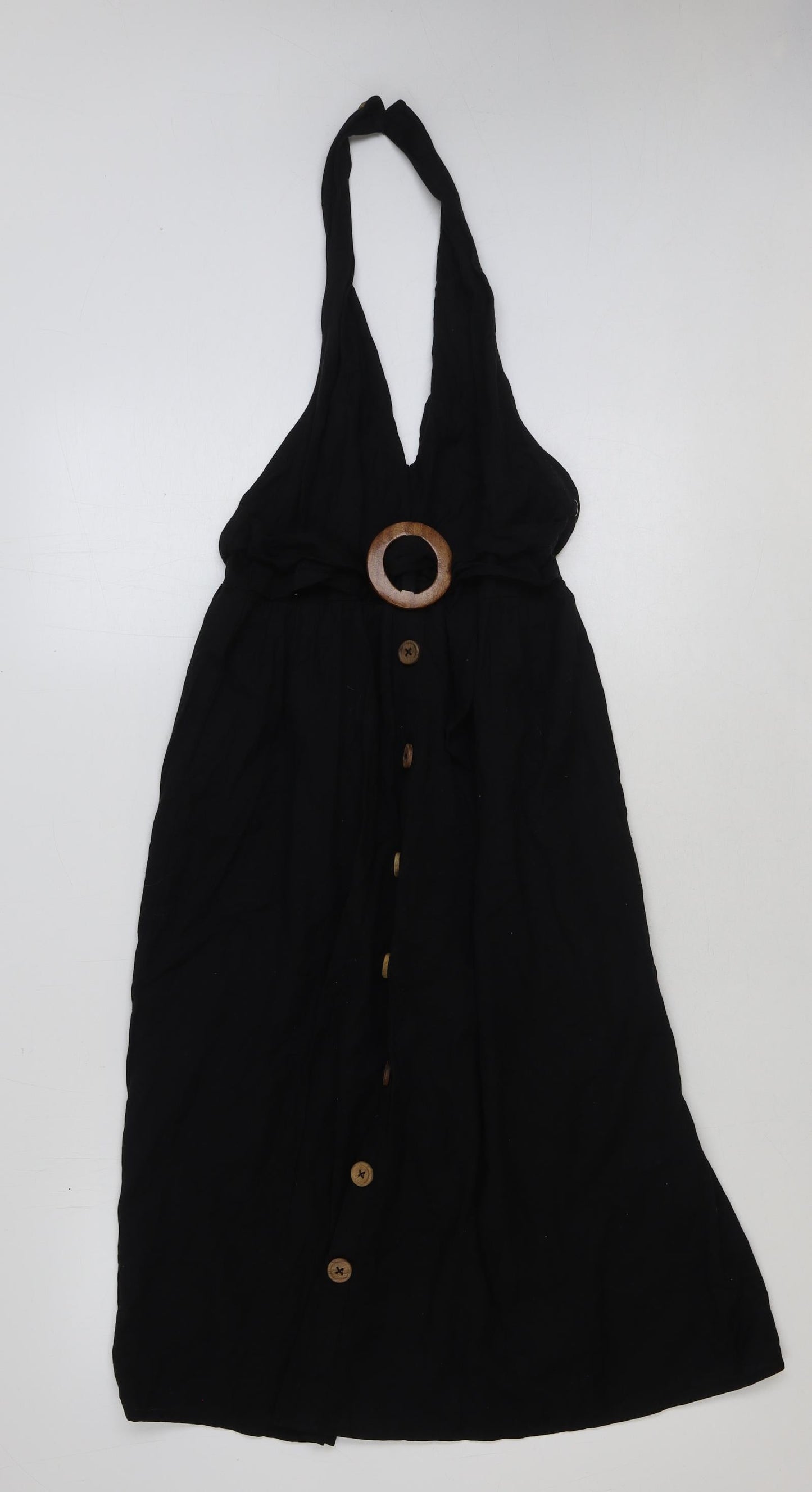 ASOS Womens Black Polyester Slip Dress Size 6 Halter Button