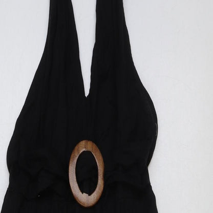 ASOS Womens Black Polyester Slip Dress Size 6 Halter Button