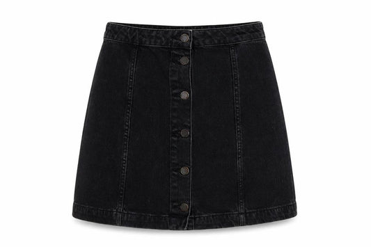 Topshop Womens Grey Cotton A-Line Skirt Size 28 in Button
