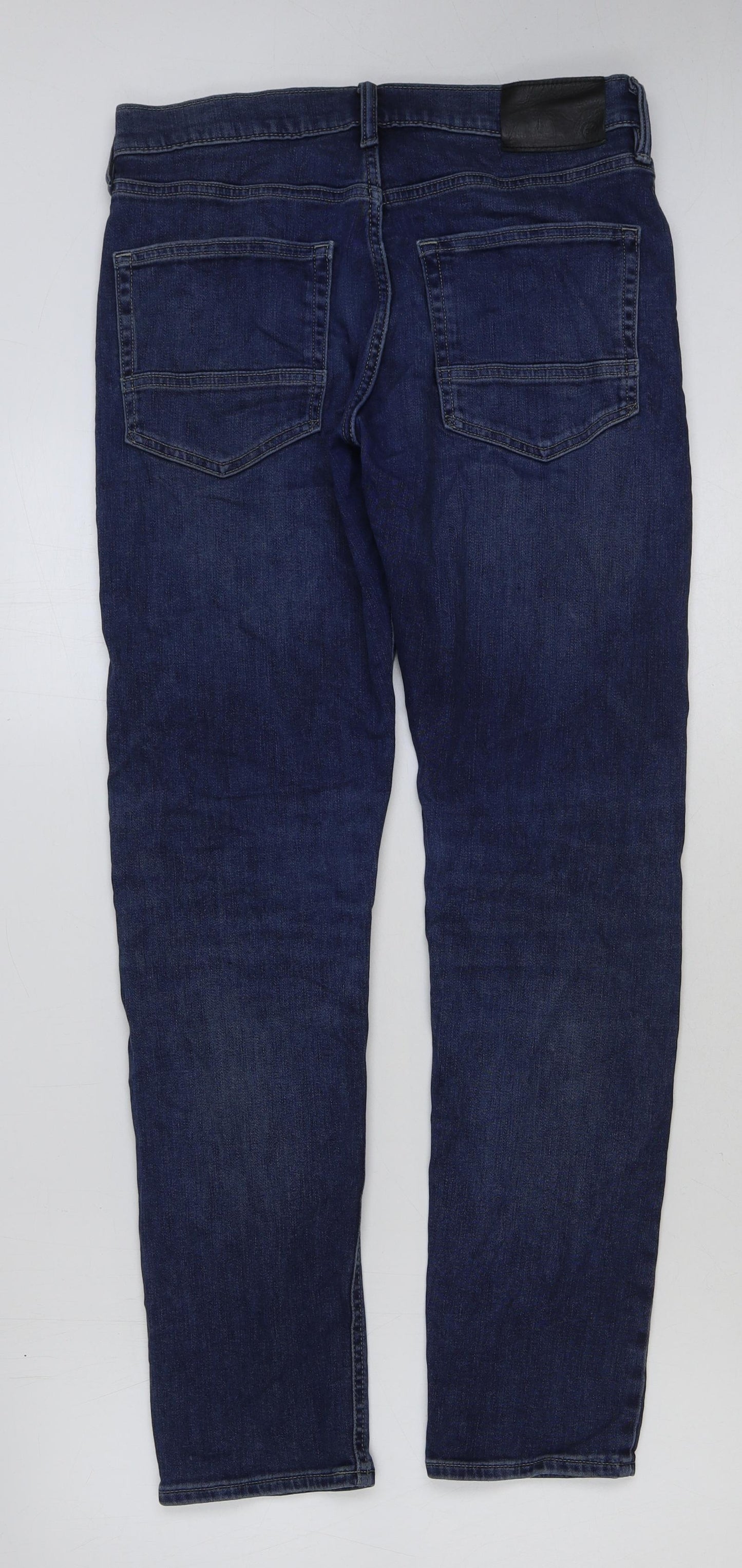 Marks and Spencer Womens Blue Cotton Skinny Jeans Size 30 in L31 in Regular Button