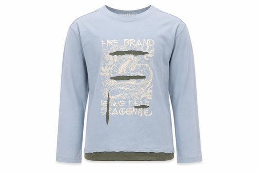 George Boys Blue 100% Cotton Basic T-Shirt Size 6-7 Years Round Neck Pullover - Dragon