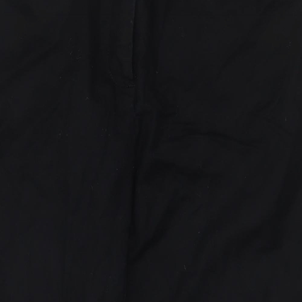 Preworn Womens Black Cotton Cropped Trousers Size 6 L20.5 in Regular Hook & Eye