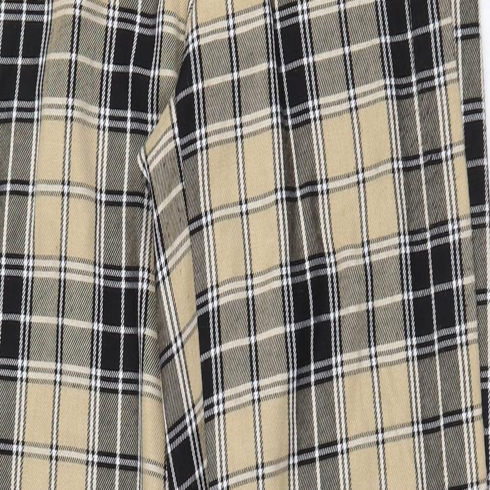 Stradivarius Womens Yellow Plaid Polyester Trousers Size XS L31 in Regular