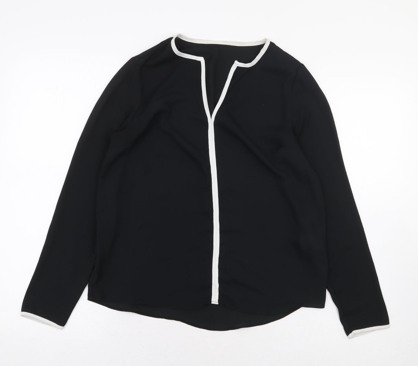 Atmosphere Womens Black Polyester Basic Blouse Size 8 V-Neck