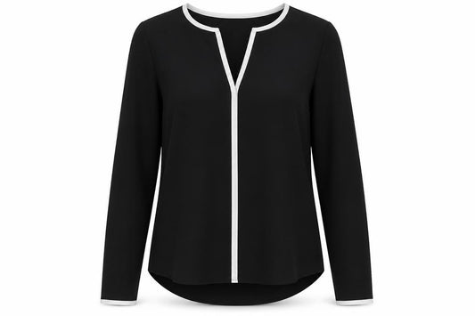 Atmosphere Womens Black Polyester Basic Blouse Size 8 V-Neck