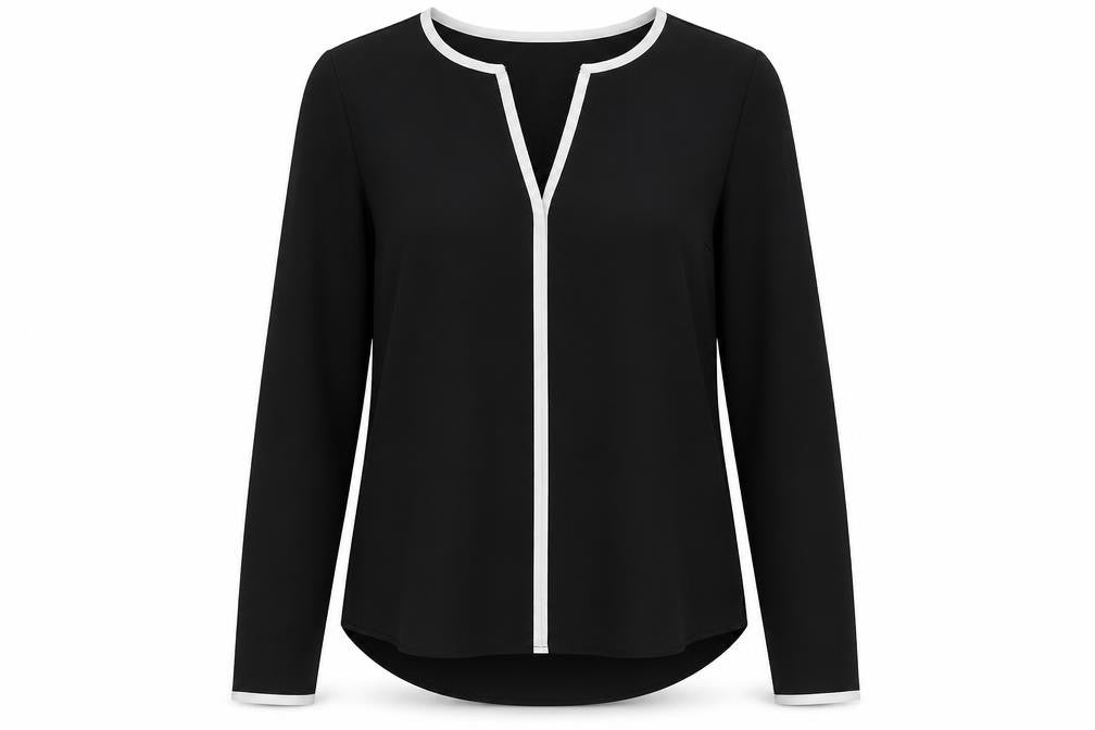 Atmosphere Womens Black Polyester Basic Blouse Size 8 V-Neck