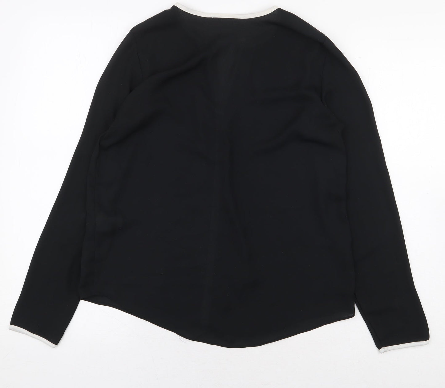 Atmosphere Womens Black Polyester Basic Blouse Size 8 V-Neck