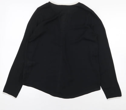 Atmosphere Womens Black Polyester Basic Blouse Size 8 V-Neck