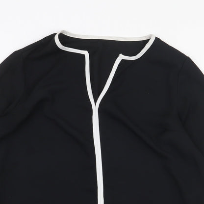 Atmosphere Womens Black Polyester Basic Blouse Size 8 V-Neck