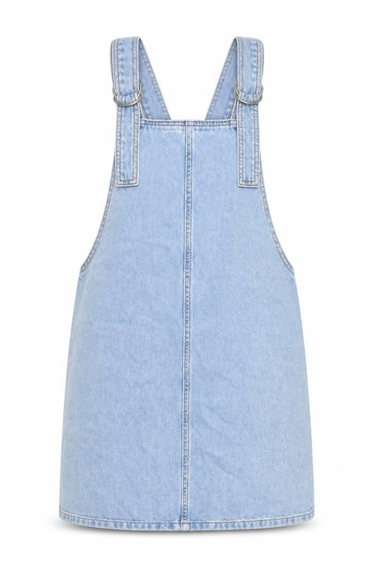 Topshop Womens Blue 100% Cotton Pinafore/Dungaree Dress Size 6 Square Neck Hook & Loop