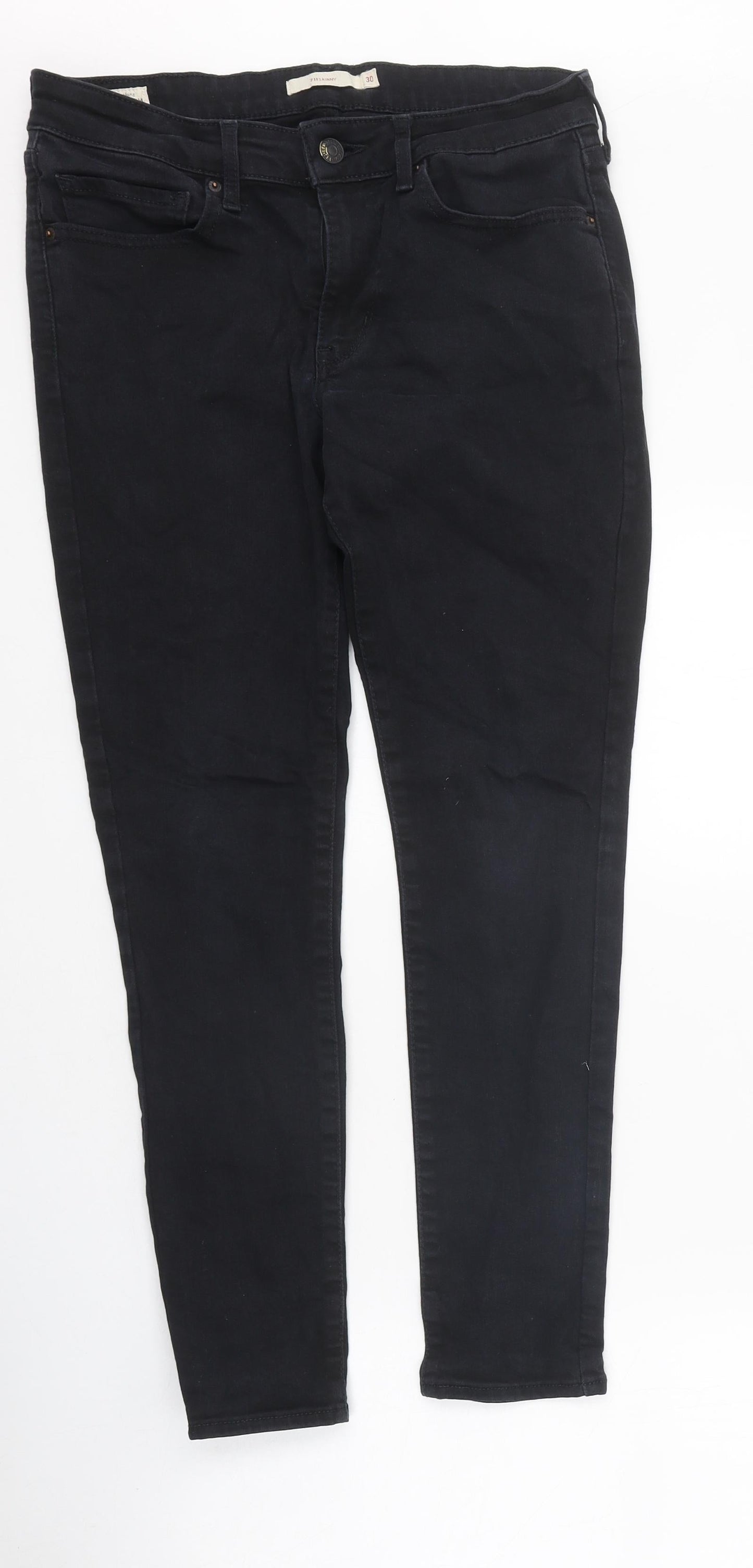 Preworn Mens Black Cotton Skinny Jeans Size 30 in L26 in Regular Zip