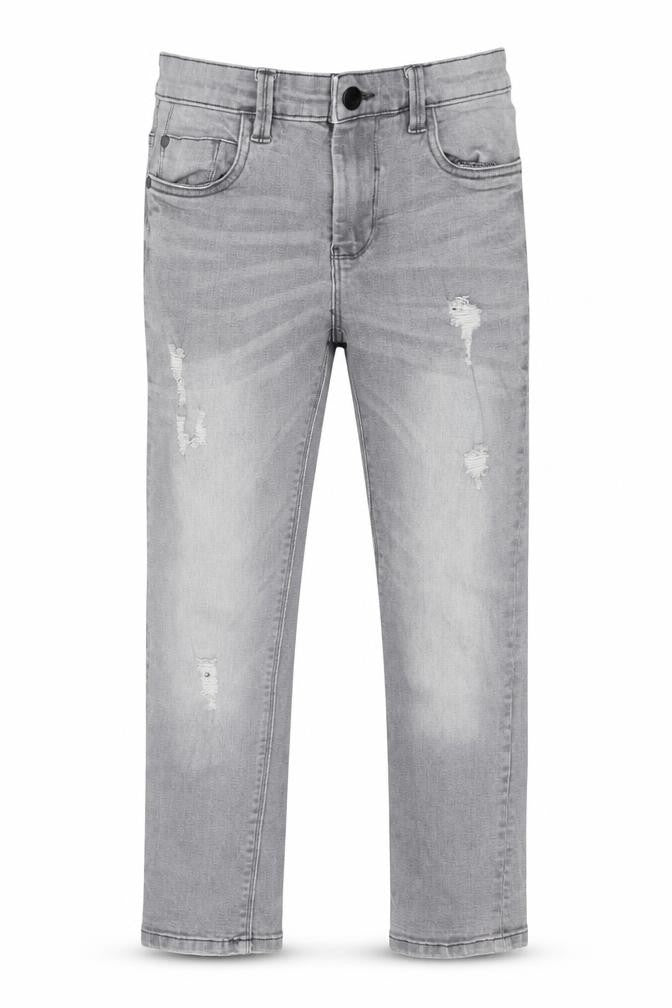 Next Boys Grey 100% Cotton Skinny Jeans Size 9 Months Regular Zip - Distressed