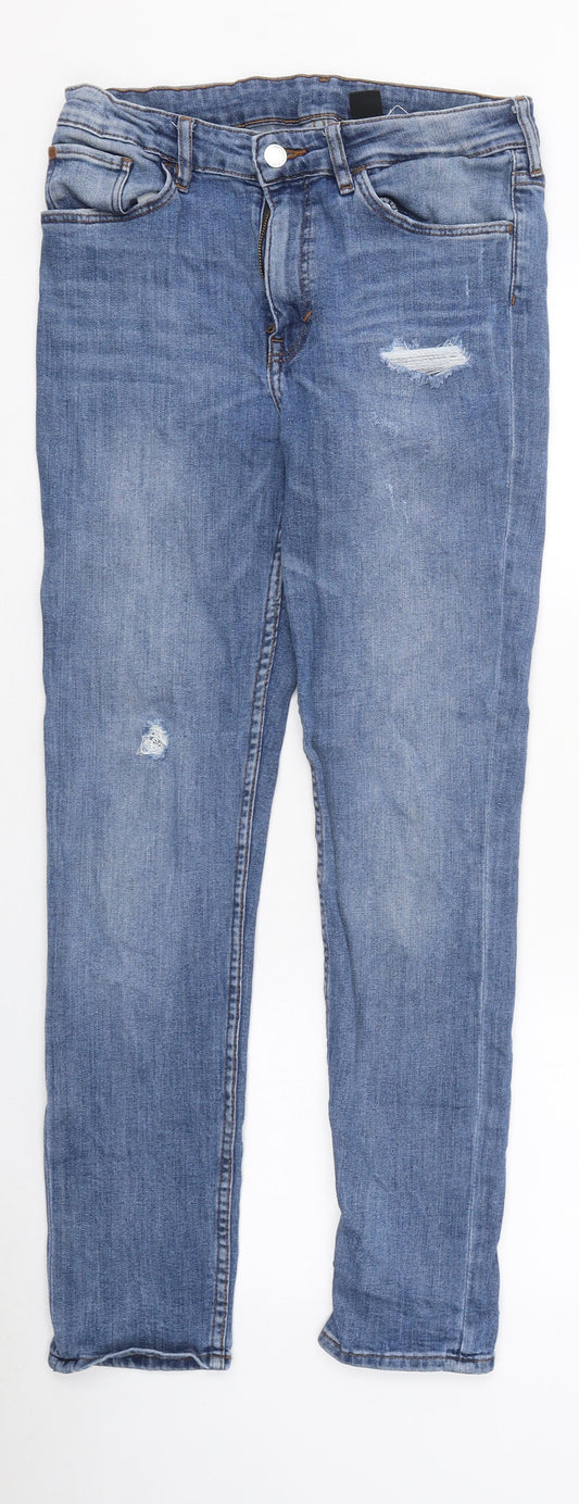 H&M Womens Blue 100% Cotton Skinny Jeans Size 30 in L31 in Regular Zip