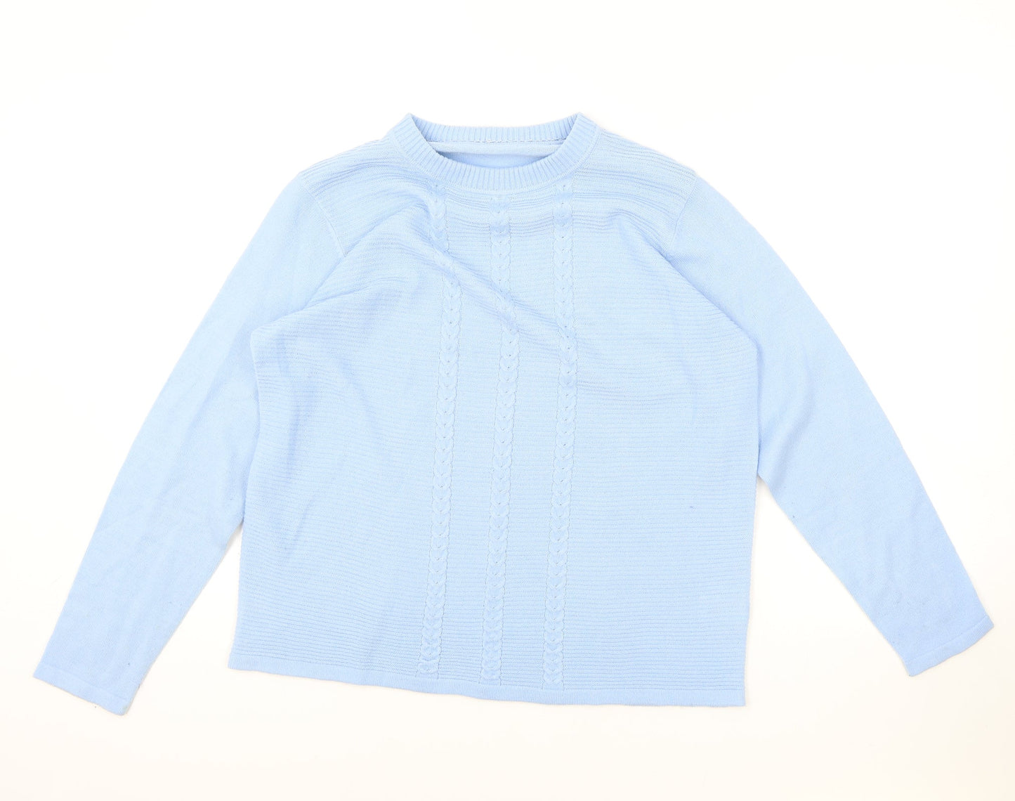 EWM Womens Blue Round Neck Acrylic Pullover Jumper One Size