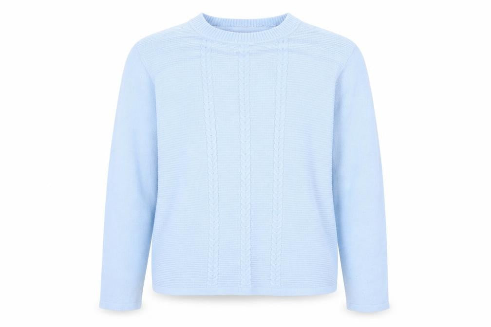 EWM Womens Blue Round Neck Acrylic Pullover Jumper One Size