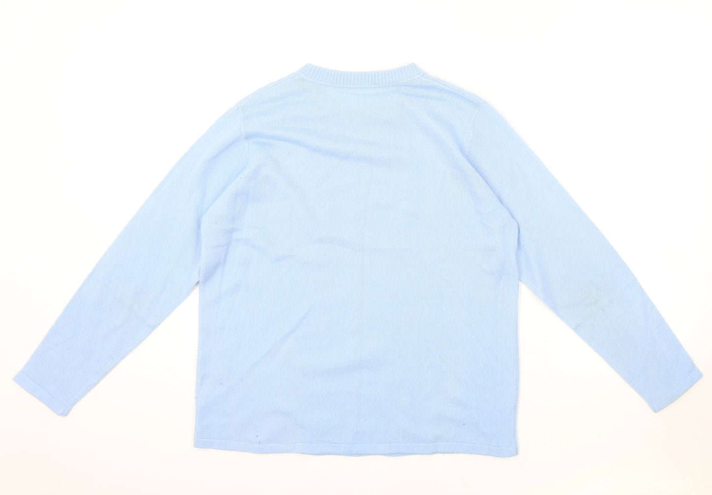 EWM Womens Blue Round Neck Acrylic Pullover Jumper One Size