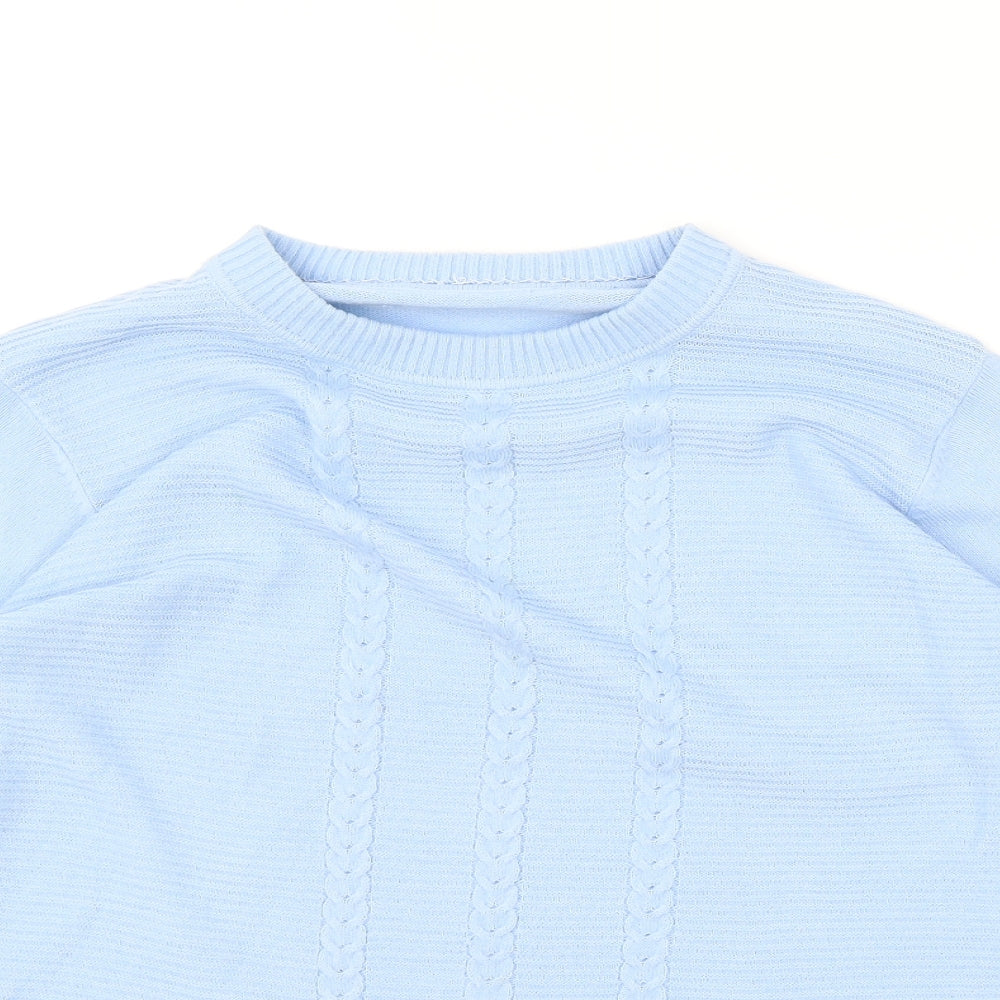EWM Womens Blue Round Neck Acrylic Pullover Jumper One Size