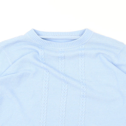 EWM Womens Blue Round Neck Acrylic Pullover Jumper One Size