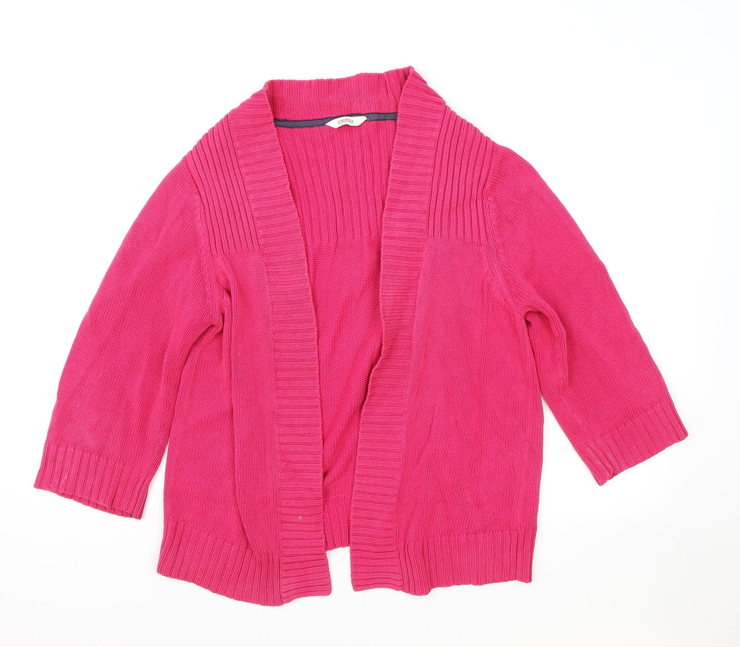 petite Womens Pink Round Neck 100% Cotton Cardigan Jumper Size 16