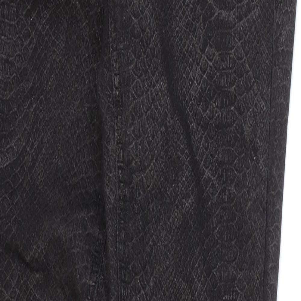 H&M Womens Black Animal Print Cotton Skinny Jeans Size 24 in L32 in Regular Zip - Snake Print
