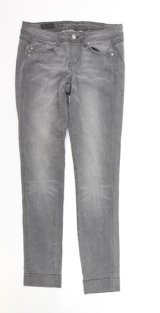 Littlewoods Womens Grey Cotton Skinny Jeans Size 10 L29 in Regular Zip