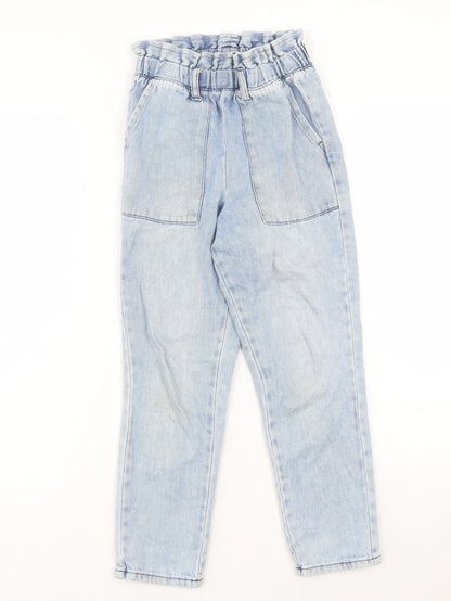 Next Girls Blue Cotton Straight Jeans Size 9 Months Regular Pullover