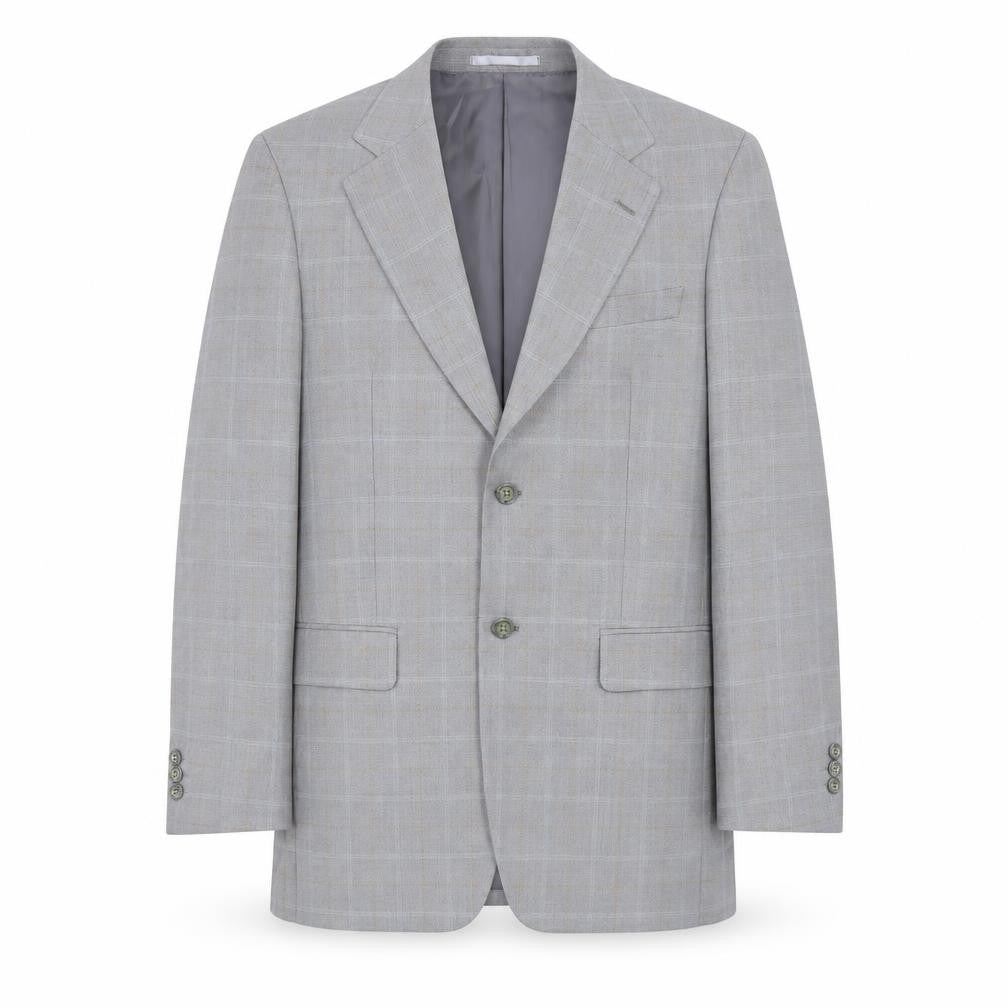 Brook Tavener Mens Grey Plaid Wool Jacket Blazer Size 38