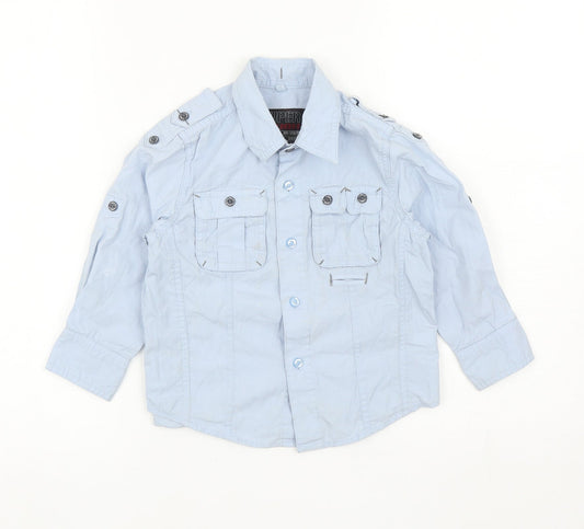 NEXT Boys Blue Cotton Basic Button-Up Size 3 Years Collared Button