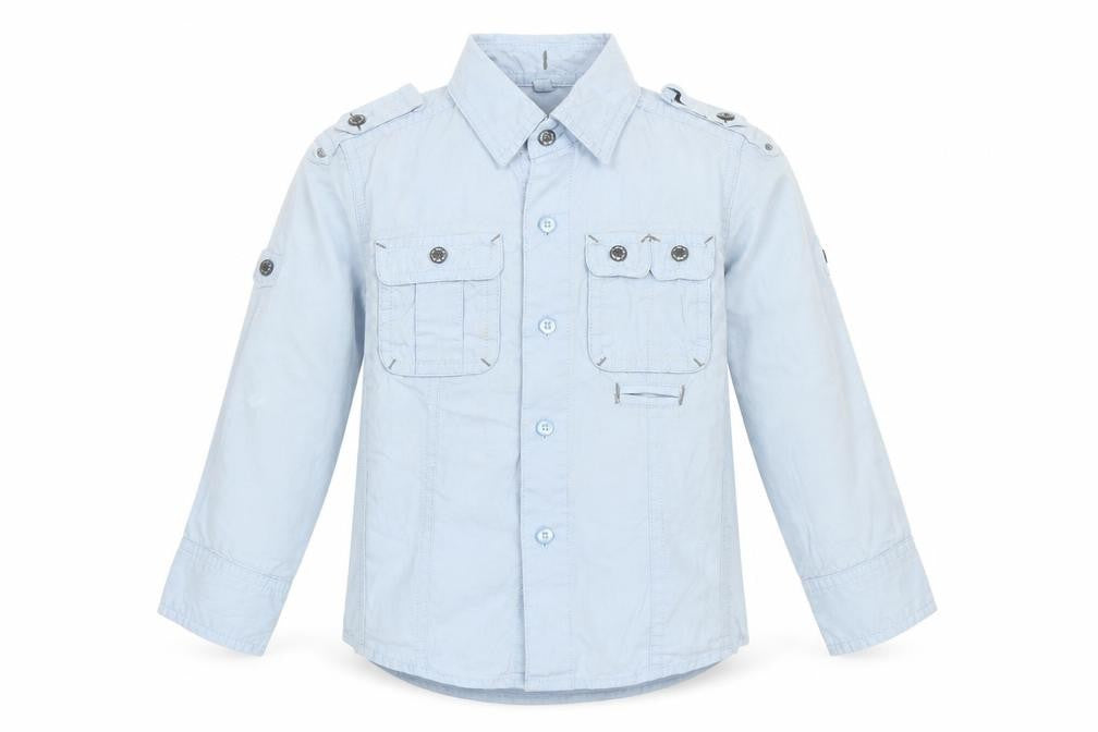 Next Boys Blue Cotton Basic Button-Up Size 3 Years Collared Button