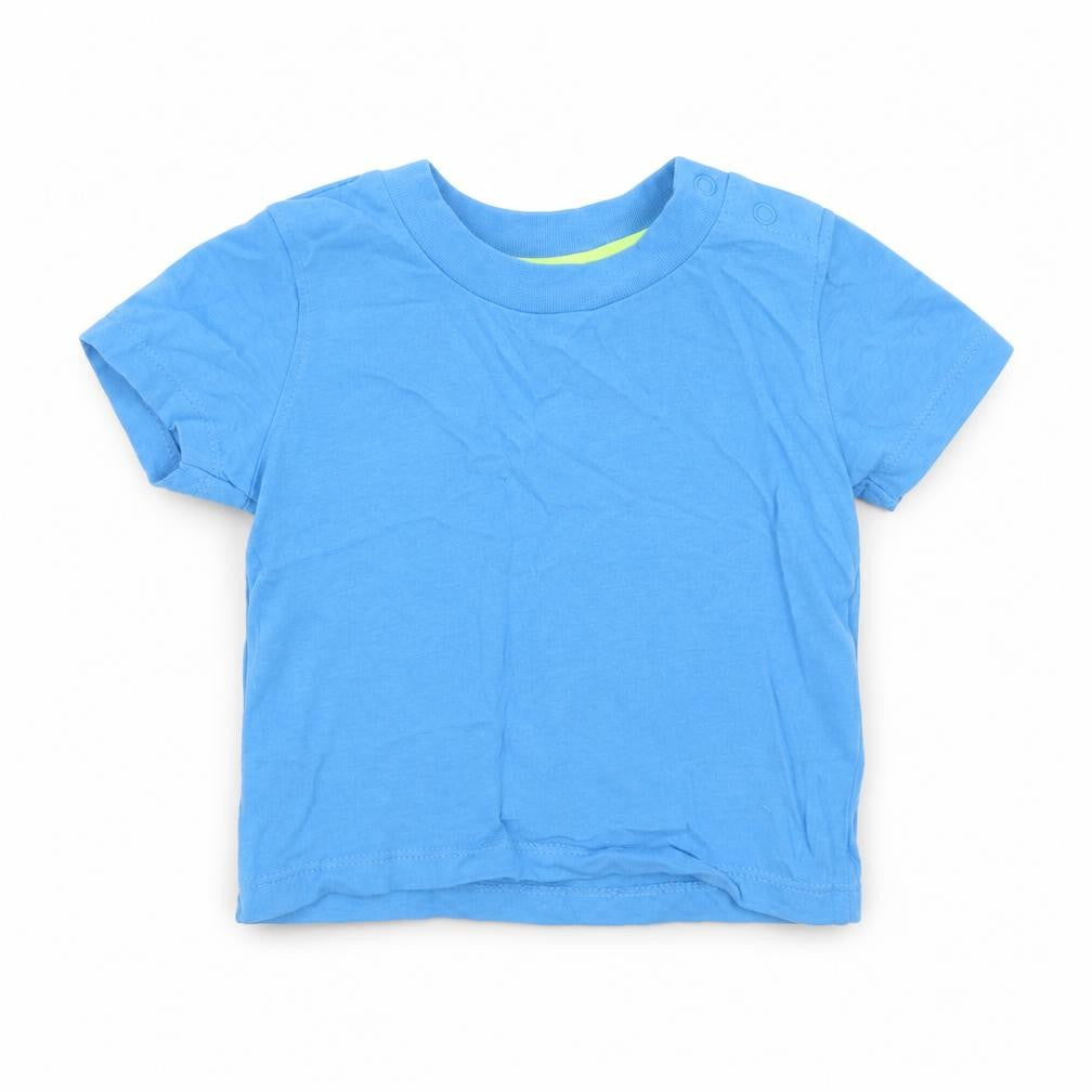 Primark Boys Blue Cotton Basic T-Shirt Size 6-9 Months Round Neck Snap