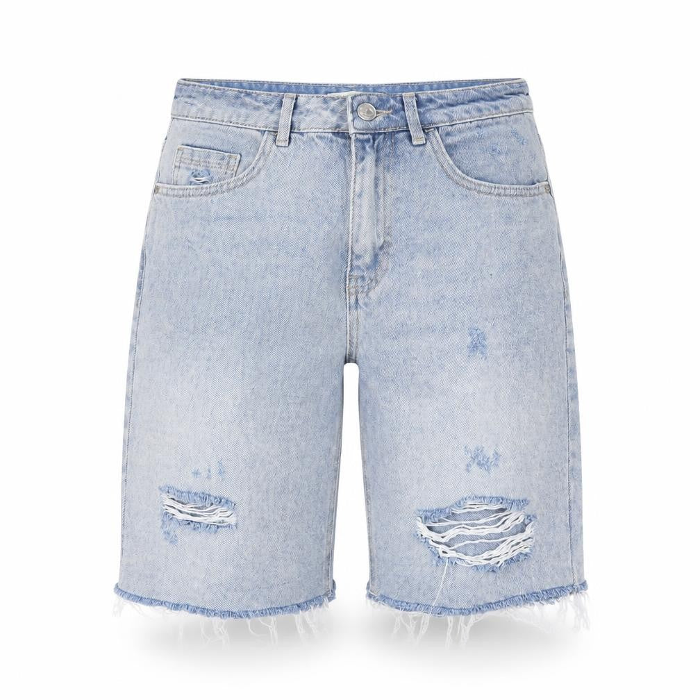 CW Jeans Womens Blue Cotton Bermuda Shorts Size 28 in L10 in Regular Zip - Distressed