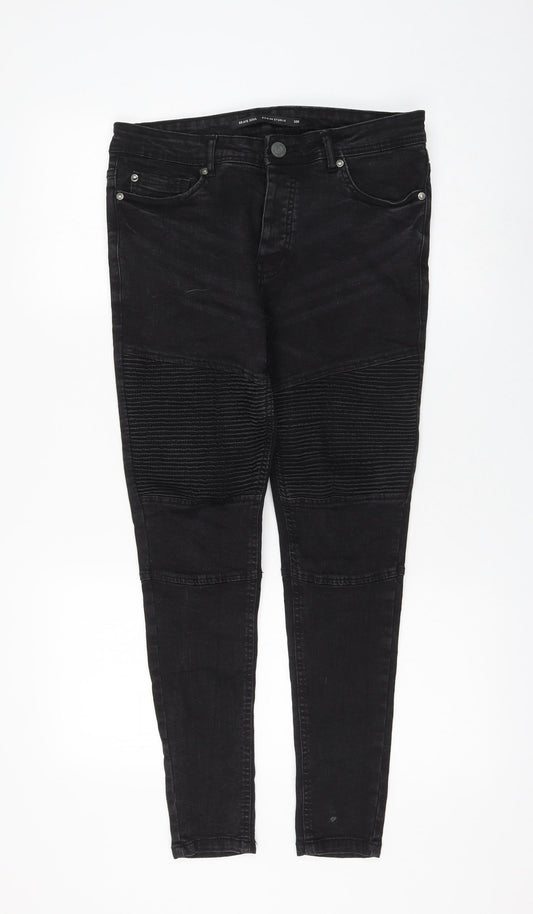 Preloved Brave Soul Womens Black Cotton Skinny Jeans Size 30 in L27 in Regular Zip - Front