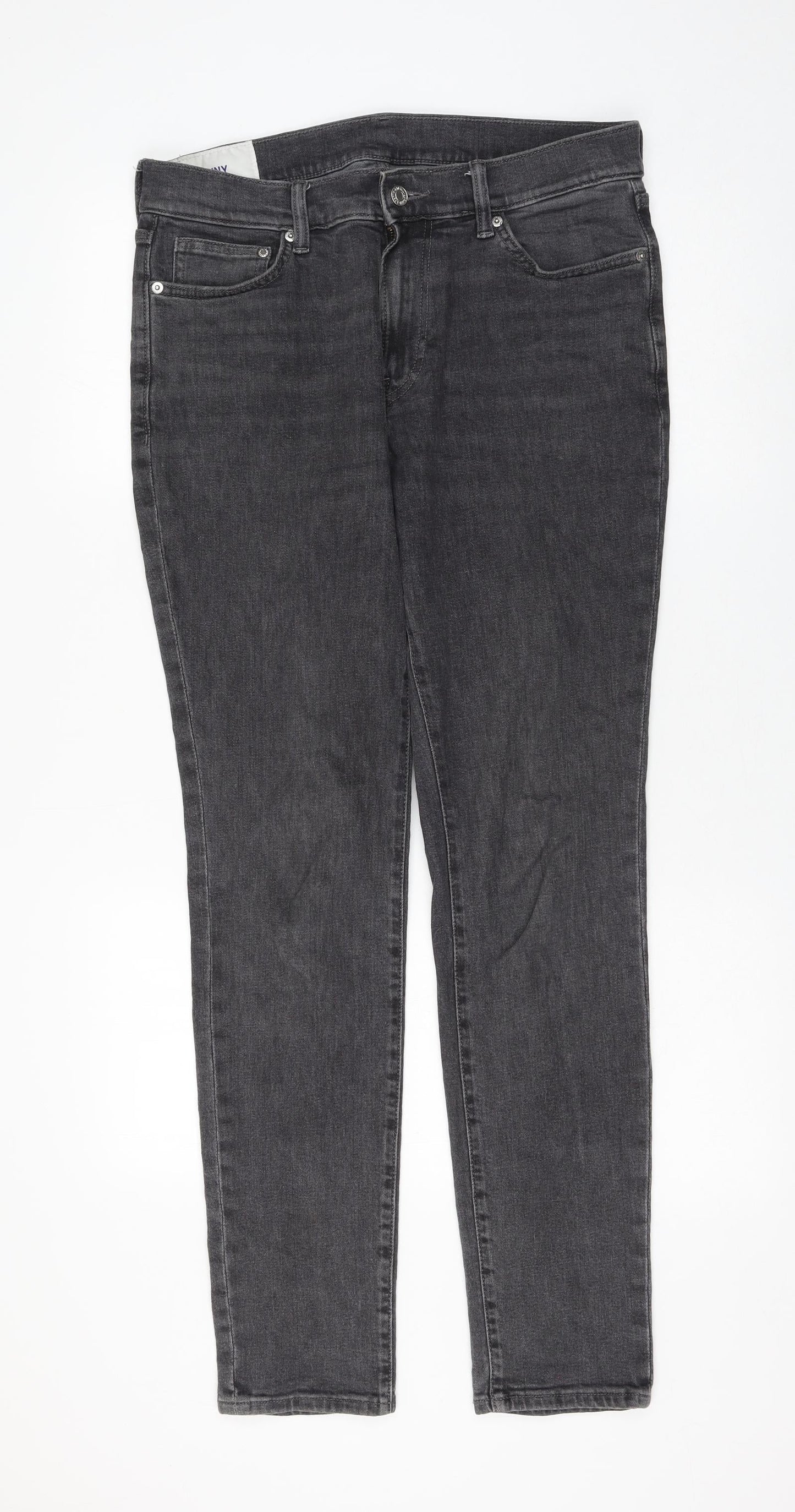 H&M Womens Grey Cotton Straight Jeans Size 32 in L32 in Regular Zip