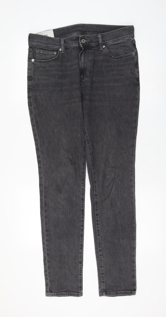 H&M Womens Grey Cotton Straight Jeans Size 32 in L32 in Regular Zip