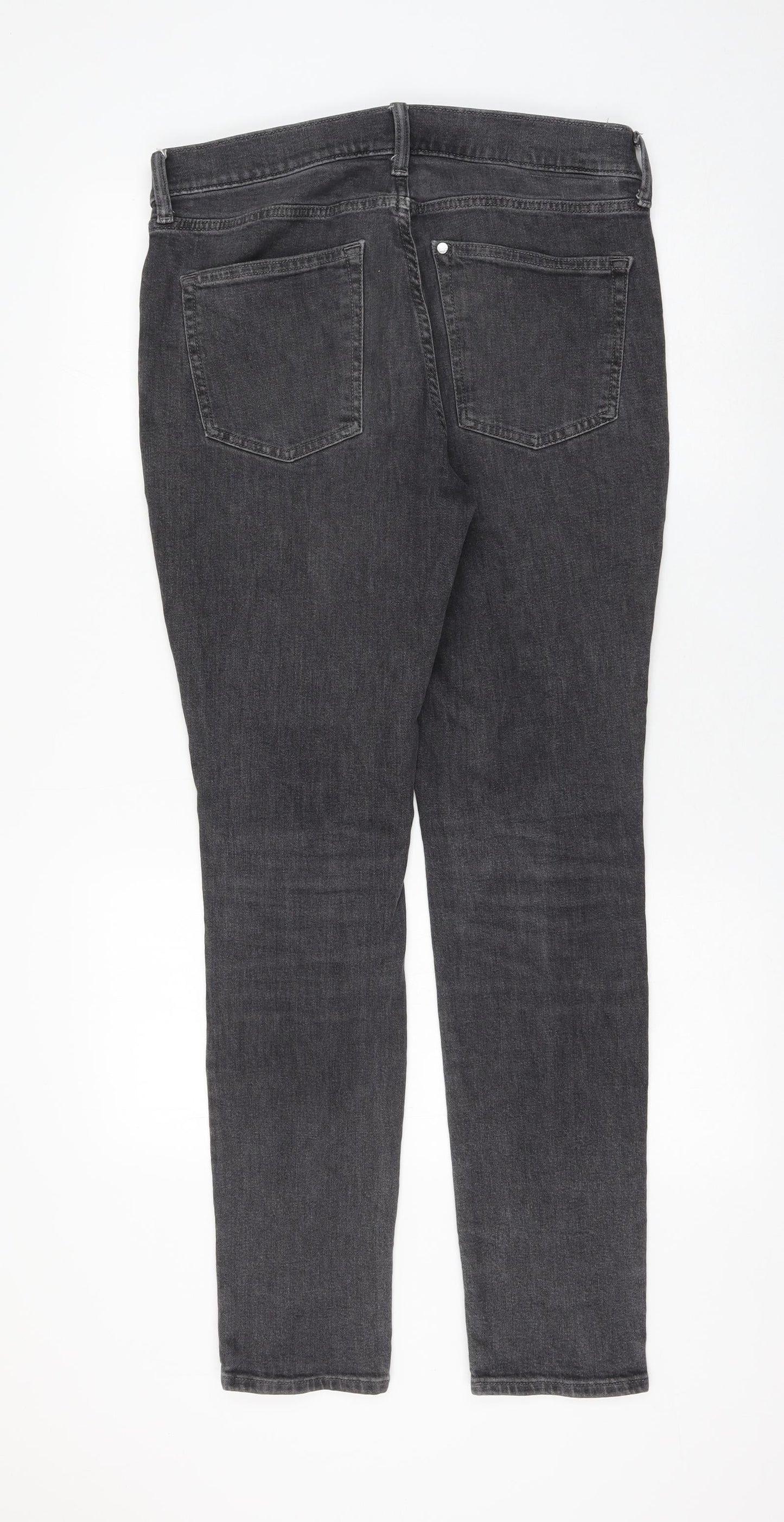 H&M Womens Grey Cotton Straight Jeans Size 32 in L32 in Regular Zip