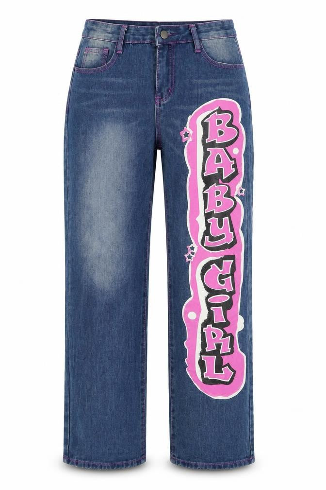 Womens Blue Polyester Straight Jeans Size 30 in L30 in Regular Zip - Baby Girl